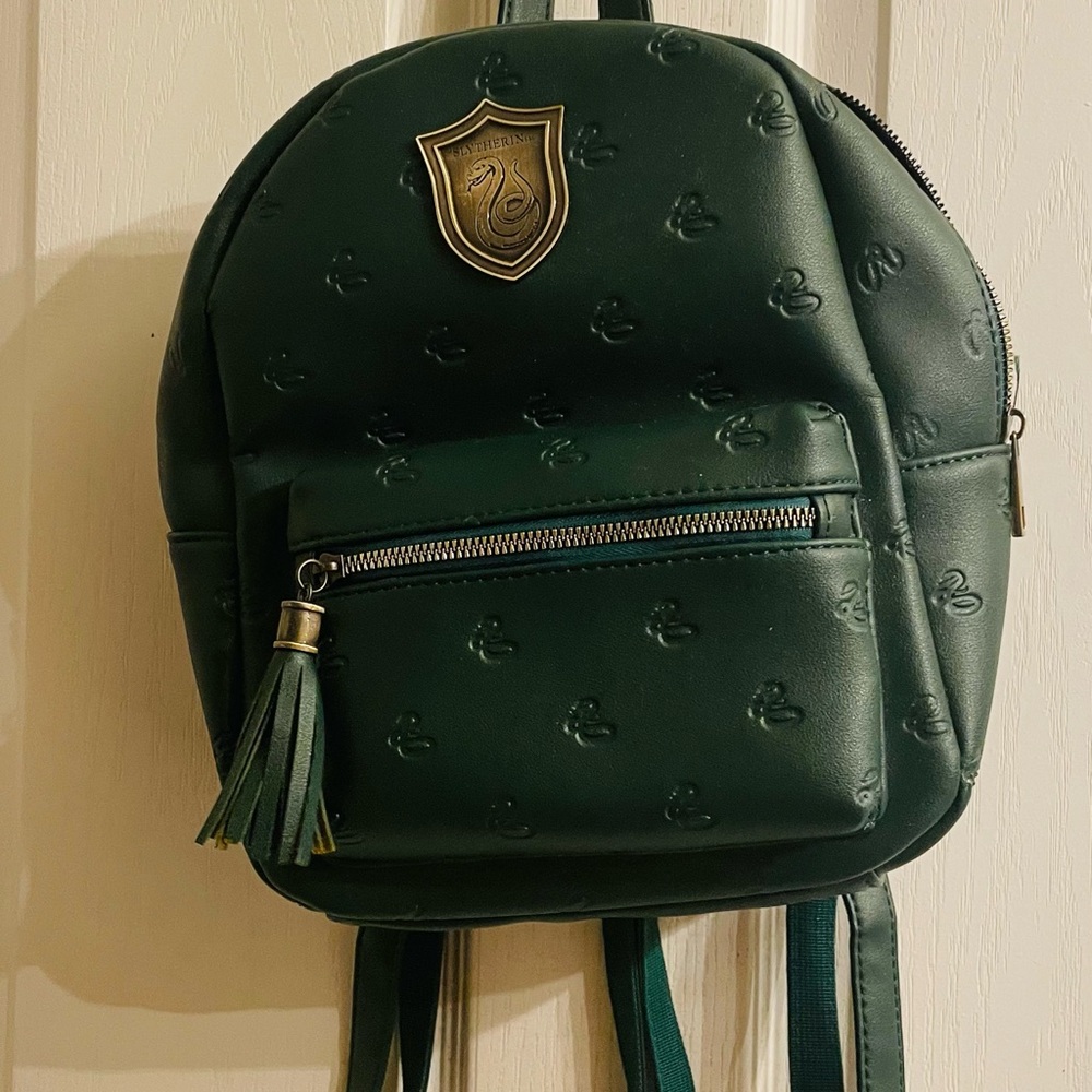 Harry Potter Slytherin Embossed Dark Green Backpack with Shield Emblem
